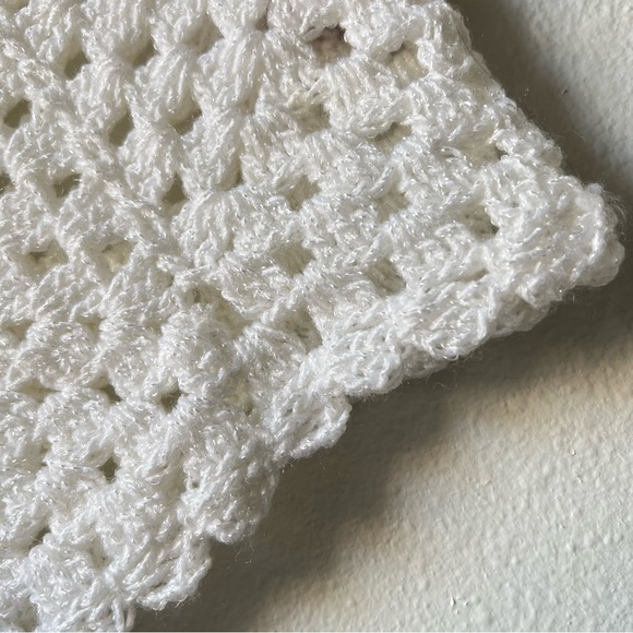 Red and White Crocheted Cable Poncho for Little Girls - Picture 5 of 5